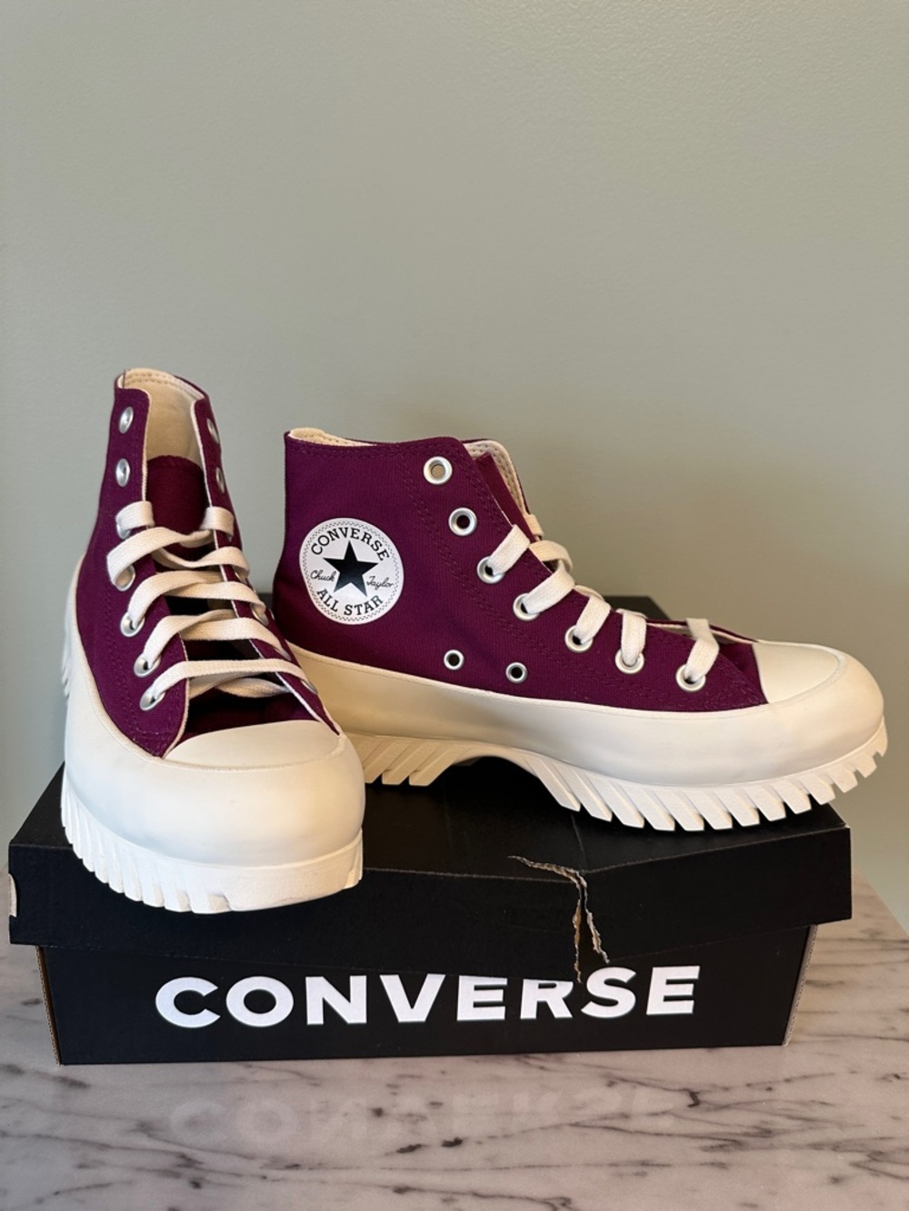 Converse CTAS Lugged 2.0 Hi Mystic Orchid Platform Sneakers W7 M5 NWB - Picture 9 of 10
